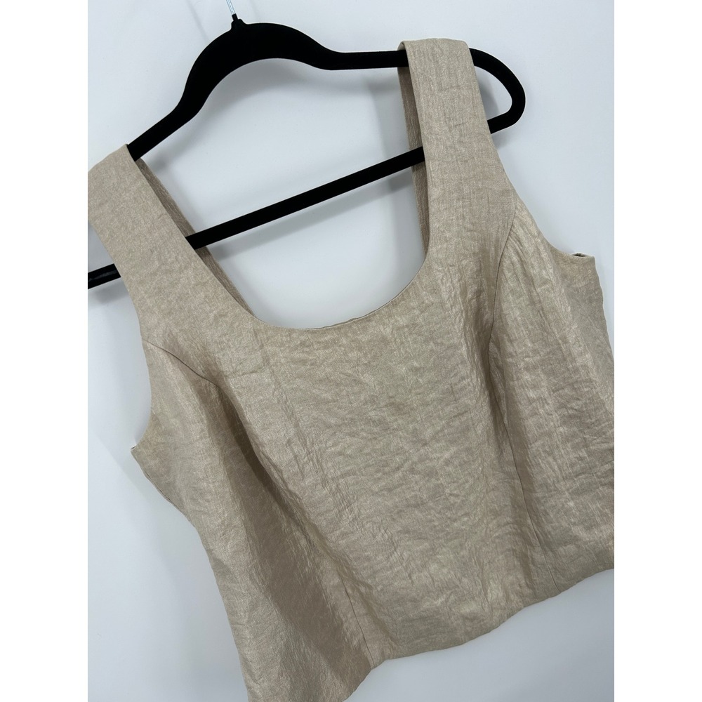 Expo New York Champagne Gold Metallic Sleeveless Shell Top Womens Size 16w